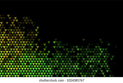 Dark Green, Yellow vector abstract small hearts on white background. Template for valentine day with sweet, romantic concept. Amazing pattern for your design, banner, leaflet.