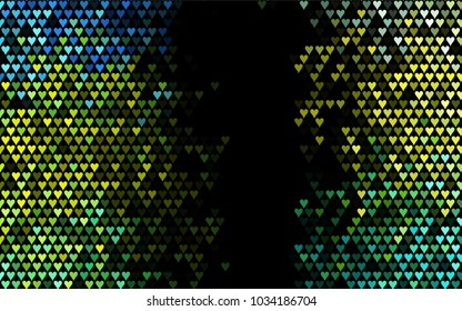 Dark Green, Yellow vector abstract lovely pattern with Hearts on white background. Happy Valentine's Day Greeting Card with small hearts. Stock template for your romantic ad, leaflet, banner.