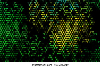 Dark Green, Yellow vector abstract small hearts on white background. Template for valentine day with sweet, romantic concept. Amazing pattern for your design, banner, leaflet.