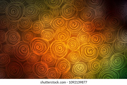 Dark Green, Yellow vector abstract doodle template. A completely new color illustration in doodle style with roses. Hand painted design for web, wrapping, wallpaper.