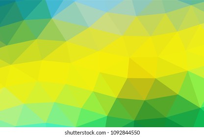 Dark Green, Yellow vector abstract polygonal template. Triangular geometric sample with gradient.  Triangular pattern for your business design.