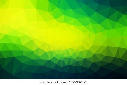 Dark Green, Yellow vector abstract polygonal pattern. Creative illustration in halftone style with triangles. New template for your brand book.