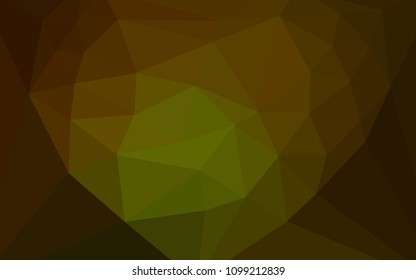 Dark Green, Yellow vector abstract mosaic backdrop with a heart in a centre. Illustration in Origami style with gradient. Completely new template for your banner.