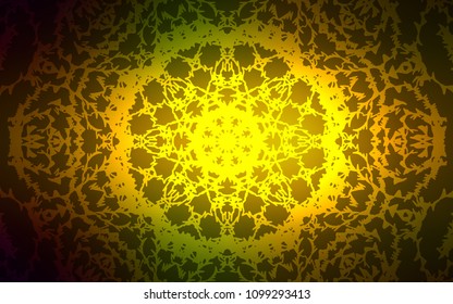 Dark Green, Yellow vector abstract doodle background. Shining colored illustration with childish doodles in Arabic style. The best blurred design for your business.
