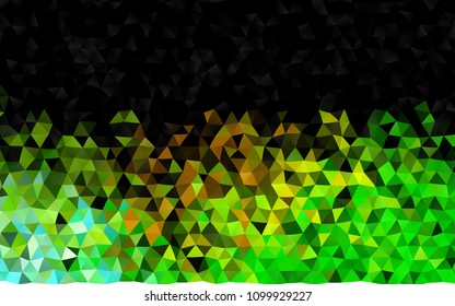 Dark Green, Yellow vector abstract mosaic template. Glitter abstract illustration with an elegant design. Triangular pattern for your business design.