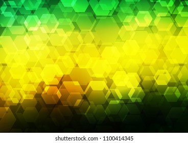 Dark Green, Yellow vector abstract mosaic pattern. Shining illustration, which consist of hexagons. The elegant pattern can be used as part of a brand book.