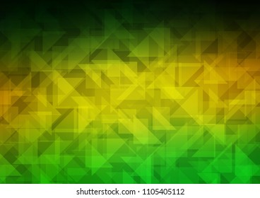 Dark Green, Yellow vector abstract polygonal cover. Triangular geometric sample with gradient.  The template can be used as a background for cell phones.