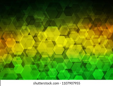 Dark Green, Yellow vector abstract mosaic pattern. An elegant bright illustration with gradient. The best hexagonal design for your business.