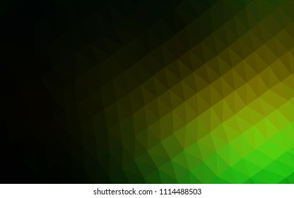 Dark Green, Yellow vector abstract polygonal texture. Geometric illustration in Origami style with gradient.  Brand new style for your business design.