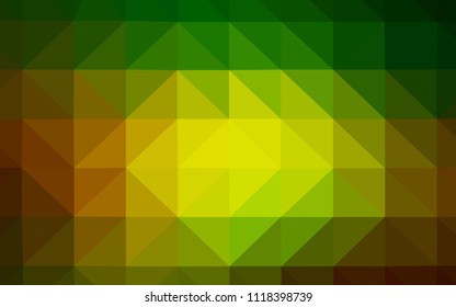 Dark Green, Yellow vector abstract mosaic background. Geometric illustration in Origami style with gradient.  New template for your brand book.