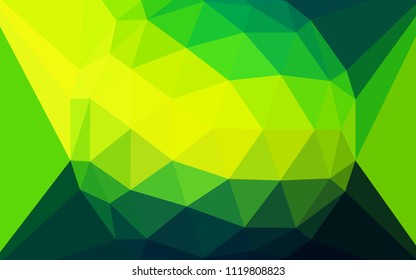 Dark Green, Yellow vector abstract mosaic backdrop with a diamond. Elegant polygonal illustration with gradient. Triangular pattern for your design.