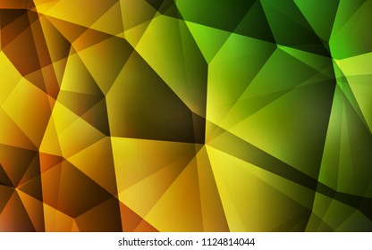 Dark Green, Yellow vector abstract polygonal background. Elegant bright polygonal illustration with gradient. A completely new design for your leaflet.