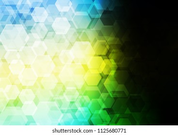 Dark Green, Yellow vector abstract mosaic template. A completely new color illustration in a vague style. hexagonal pattern for your business design.