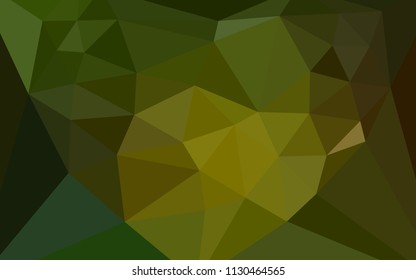 Dark Green, Yellow vector abstract polygonal template with a heart in a centre. Illustration in mosaic style with gradient.  Best triangular design for your business.