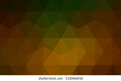 Dark Green, Yellow vector abstract mosaic pattern. Shining colorful illustration with triangles. Triangular pattern for your design.