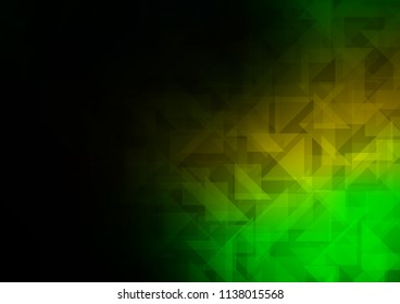Dark Green, Yellow vector abstract polygonal layout. Creative illustration in halftone style with gradient. A completely new template for your business design.