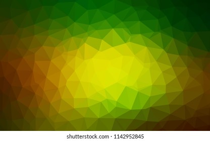 Dark Green, Yellow vector abstract mosaic backdrop. Triangular geometric sample with gradient.  Template for cell phone's backgrounds.