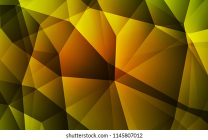 Dark Green, Yellow vector abstract mosaic pattern. Triangular geometric sample with gradient.  Polygonal design for your web site.