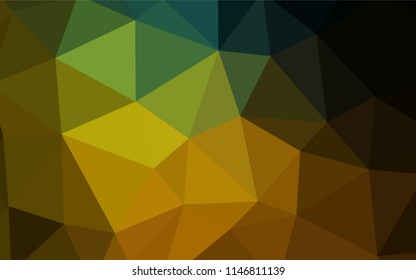 Dark Green, Yellow vector abstract polygonal background. Shining colorful illustration with triangles. Polygonal design for your web site.