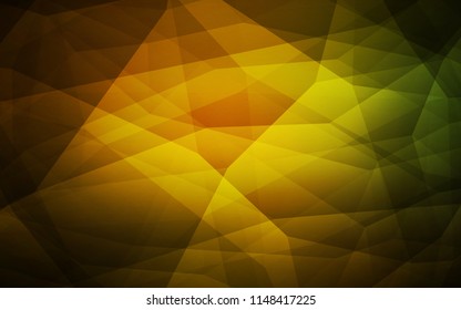 Dark Green, Yellow vector abstract mosaic backdrop. Shining polygonal illustration, which consist of triangles. Pattern for a brand book's backdrop.
