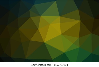 Dark Green, Yellow vector abstract polygonal texture. A sample with polygonal shapes. The best triangular design for your business.