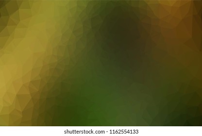 Dark Green, Yellow vector abstract mosaic backdrop. Triangular geometric sample with gradient.  The best triangular design for your business.