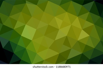 Dark Green, Yellow vector abstract mosaic background. A sample with polygonal shapes. The best triangular design for your business.