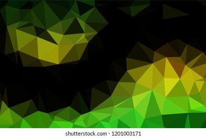 Dark Green, Yellow vector abstract mosaic background. Geometric illustration in Origami style with gradient.  The template can be used as a background for cell phones.