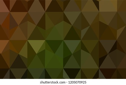 Dark Green, Yellow vector abstract polygonal template. Colorful abstract illustration with triangles. Triangular pattern for your design.