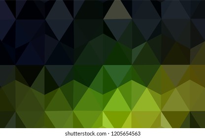 Dark Green, Yellow vector abstract mosaic pattern. Triangular geometric sample with gradient.  A completely new design for your leaflet.