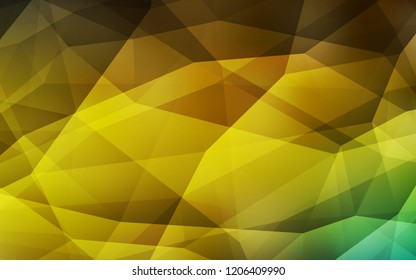 Dark Green, Yellow vector abstract mosaic background. Shining colorful illustration with triangles. Best triangular design for your business.