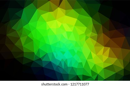 Dark Green, Yellow vector abstract polygonal template. Modern abstract illustration with triangles. Best triangular design for your business.