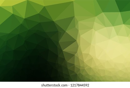 Dark Green, Yellow vector abstract mosaic background. Triangular geometric sample with gradient.  Brand new design for your business.