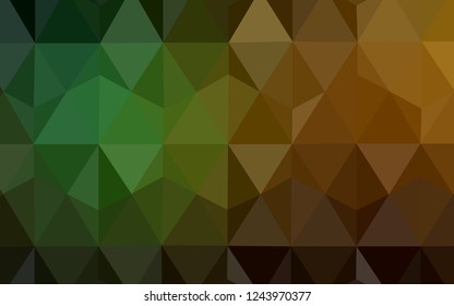 Dark Green, Yellow vector abstract mosaic pattern. Polygonal abstract illustration with gradient. Best triangular design for your business.