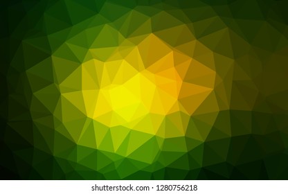 Dark Green, Yellow vector abstract polygonal layout. A sample with polygonal shapes. The best triangular design for your business.