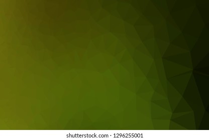 Dark Green, Yellow vector abstract polygonal layout. Triangular geometric sample with gradient.  New texture for your design.