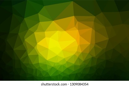 Dark Green, Yellow vector abstract polygonal texture. A sample with polygonal shapes. The best triangular design for your business.