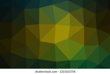 Dark Green, Yellow vector abstract polygonal layout. A vague abstract illustration with gradient. Template for your brand book.
