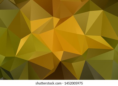 Dark Green, Yellow vector abstract polygonal pattern. A sample with polygonal shapes. Brand new style for your business design.