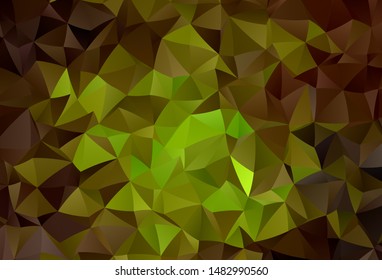 Dark Green, Yellow vector abstract mosaic background. Triangular geometric sample with gradient.  A new texture for your web site.