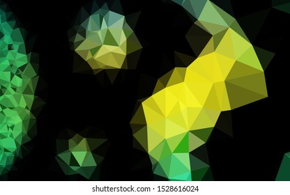 Dark Green, Yellow vector abstract mosaic pattern. Triangular geometric sample with gradient.  Brand new style for your business design.