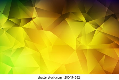 Verde oscuro, mosaico abstracto vector amarillo como fondo. Ilustración colorida de estilo poligonal con gradiente. Patrón triangular para tu diseño.