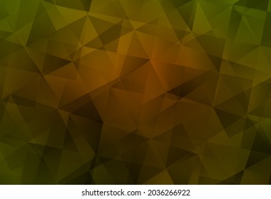 Dunkelgrüner, gelber, abstrakter, polygonaler Hintergrund. Farbige Illustration mit Dreiecken. Neue Vorlage für Ihr Markenbuch.