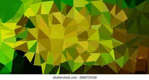 Fondo de triángulo abstracto vectorial amarillo verde oscuro. Ilustración inteligente en estilo faceta con triángulos abstractos. Diseño de aplicaciones multipropósito.