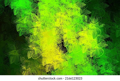 Green oscuro, diseño abstracto vector amarillo con flores. Ilustración con coloridas flores abstractas de doodle. El mejor diseño para su negocio.