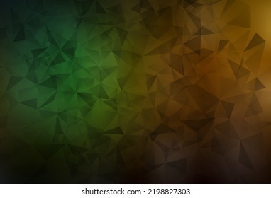 Patrón poligonal abstracto de vector amarillo, verde oscuro. Muestra con formas poligonales. Plantilla completamente nueva para su banner.