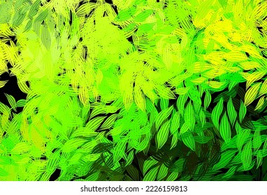 Dark Green, Yellow vector abstract backdrop with leaves. leaves on blurred abstract background with gradient. Pattern for heads of websites, designs.