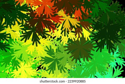 Dark Green, Yellow vector abstract pattern with flowers. Illustration with colorful abstract doodle flowers. Doodle design for your web site.