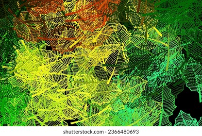 Dark Green, Yellow vector abstract backdrop with leaves. Brand new colored illustration with leaves and flowers. Doodle design for your web site.