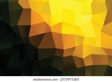 Dark Green, Yellow vector abstract mosaic background. Triangular geometric sample with gradient.  The best triangular design for your business.